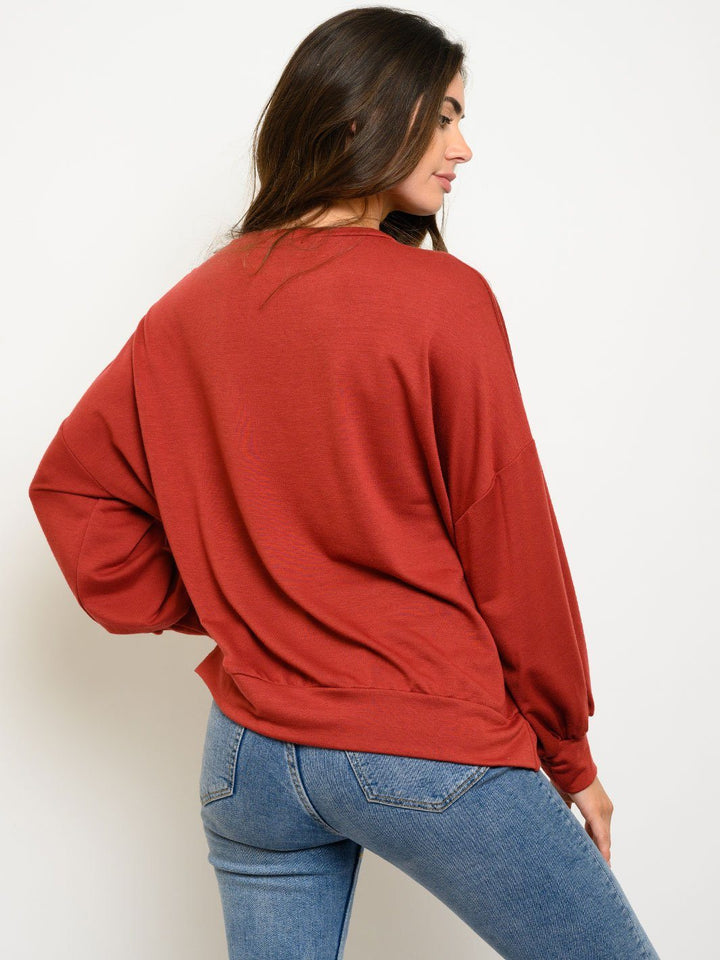 WOMEN'S LONG SLEEVE BUTTONS DETAIL TOP