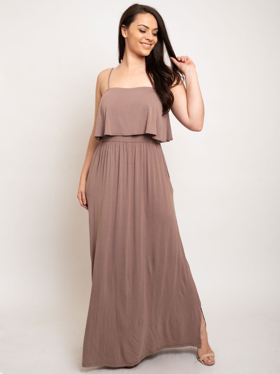 PLUS SIZE MAXI SPAGUETTI STRAPS DRESS