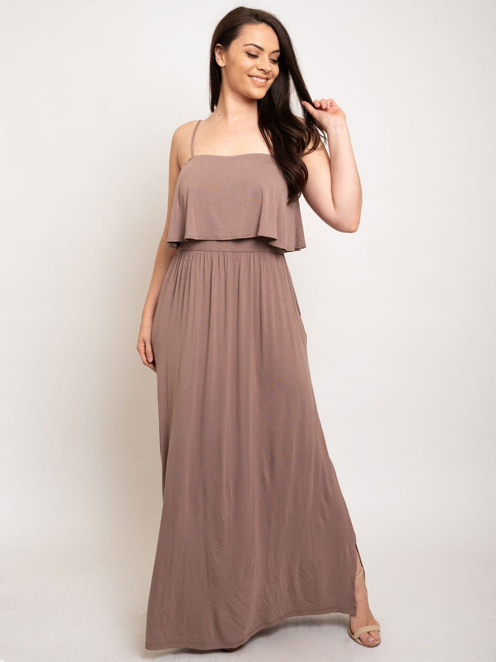PLUS SIZE MAXI SPAGUETTI STRAPS DRESS