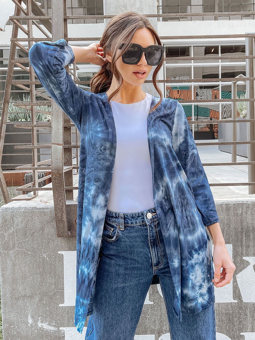 WOMEN'S LONG SLEEVE TIE DYE CARDIGAN