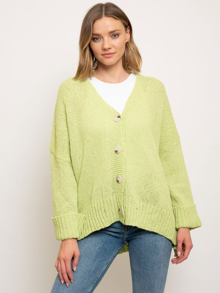 WOMEN'S LONG SLEEVE HIGH-LOW BUTTON DOWN OVERSIZED SWEATER