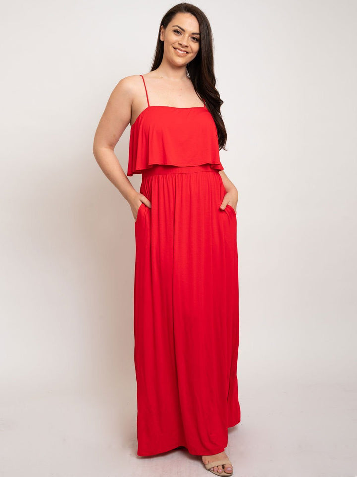 PLUS SIZE MAXI SPAGUETTI STRAPS DRESS