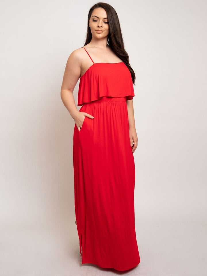 PLUS SIZE MAXI SPAGUETTI STRAPS DRESS