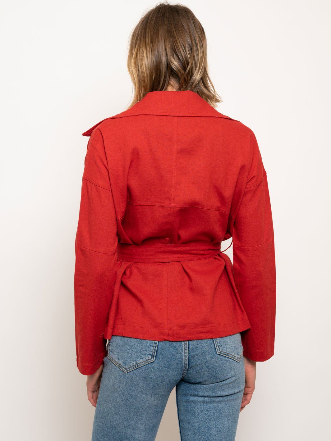 WOMEN'S UTILITY ZIPPER TRENCH BELTED JACKET