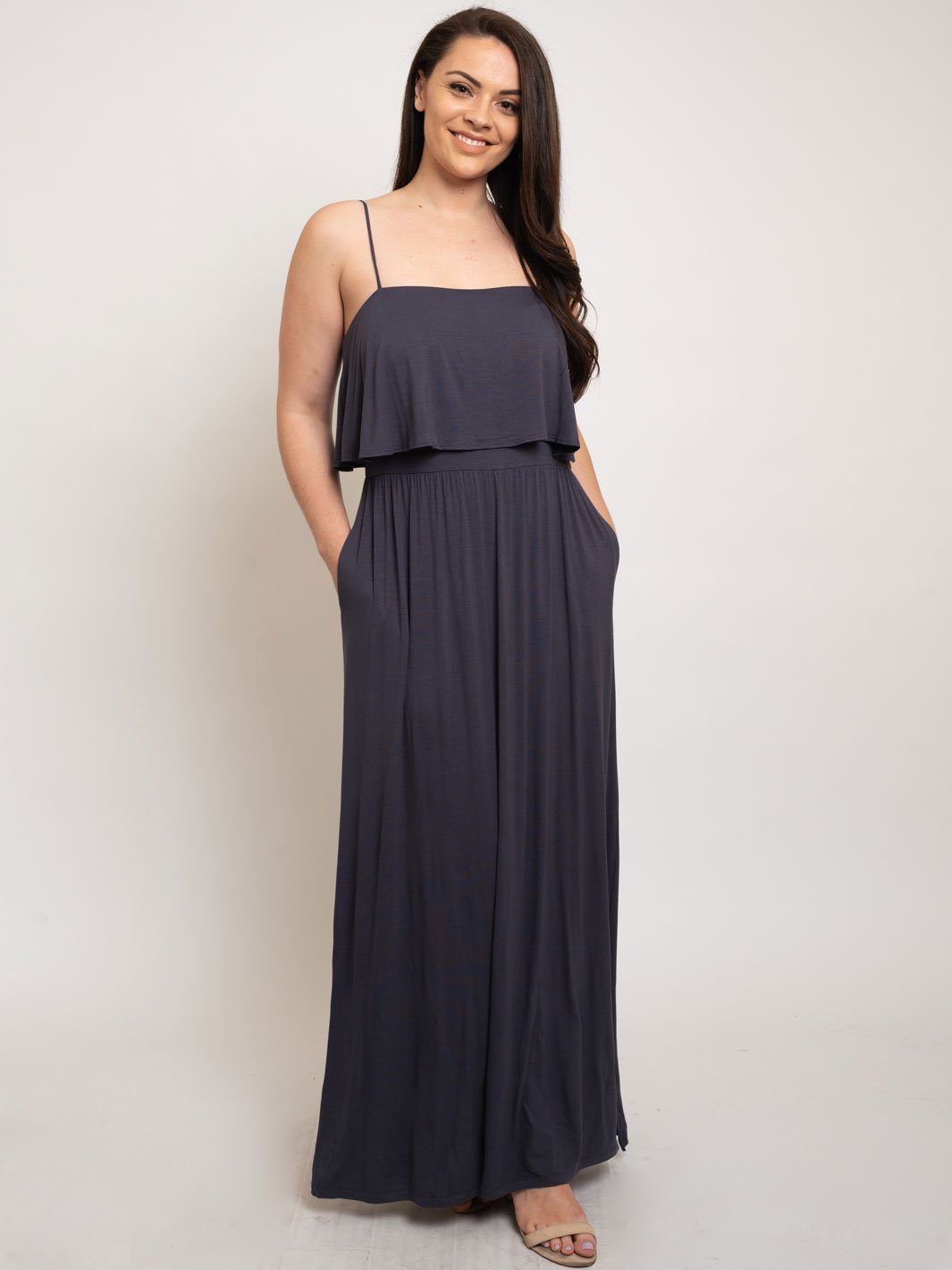 PLUS SIZE MAXI SPAGUETTI STRAPS DRESS