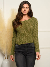 WOMEN'S LONG SLEEVE CROSS BACK TOP