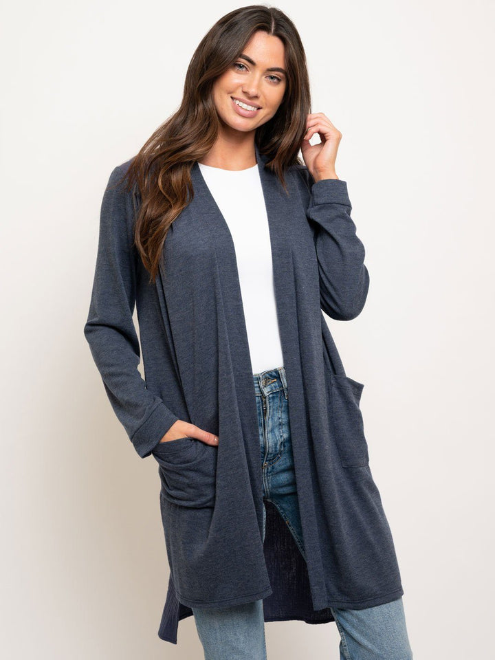 WOMEN'S LONG SLEEVE POCKETS CARDIGAN
