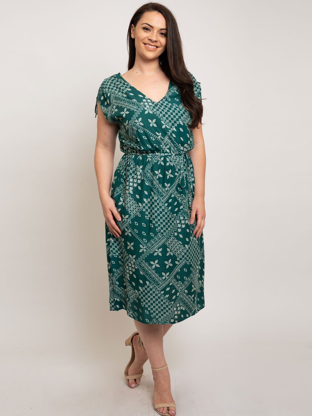 PLUS SIZE BANDANA PRINT MIDI DRESS