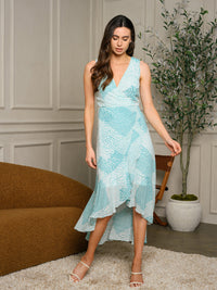 WOMEN'S SLEEVELESS V-NECK MIDI DRESS