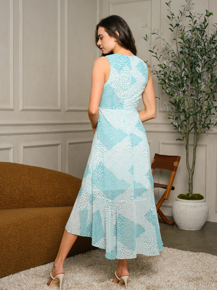 WOMEN'S SLEEVELESS V-NECK MIDI DRESS