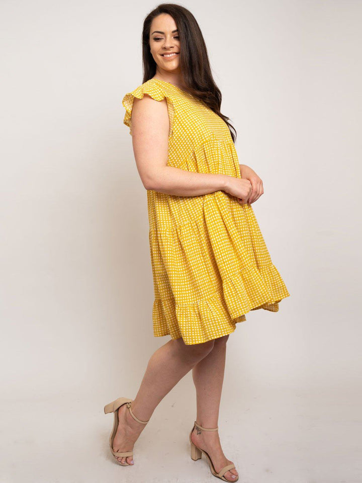 PLUS SIZE POLKA DOTS RUFFLE TUNIC DRESS
