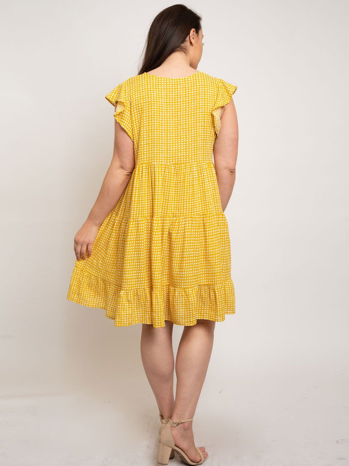 PLUS SIZE POLKA DOTS RUFFLE TUNIC DRESS