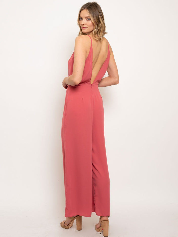 WOMEN'S OPEN BACK V-NECK JUMPSUIT