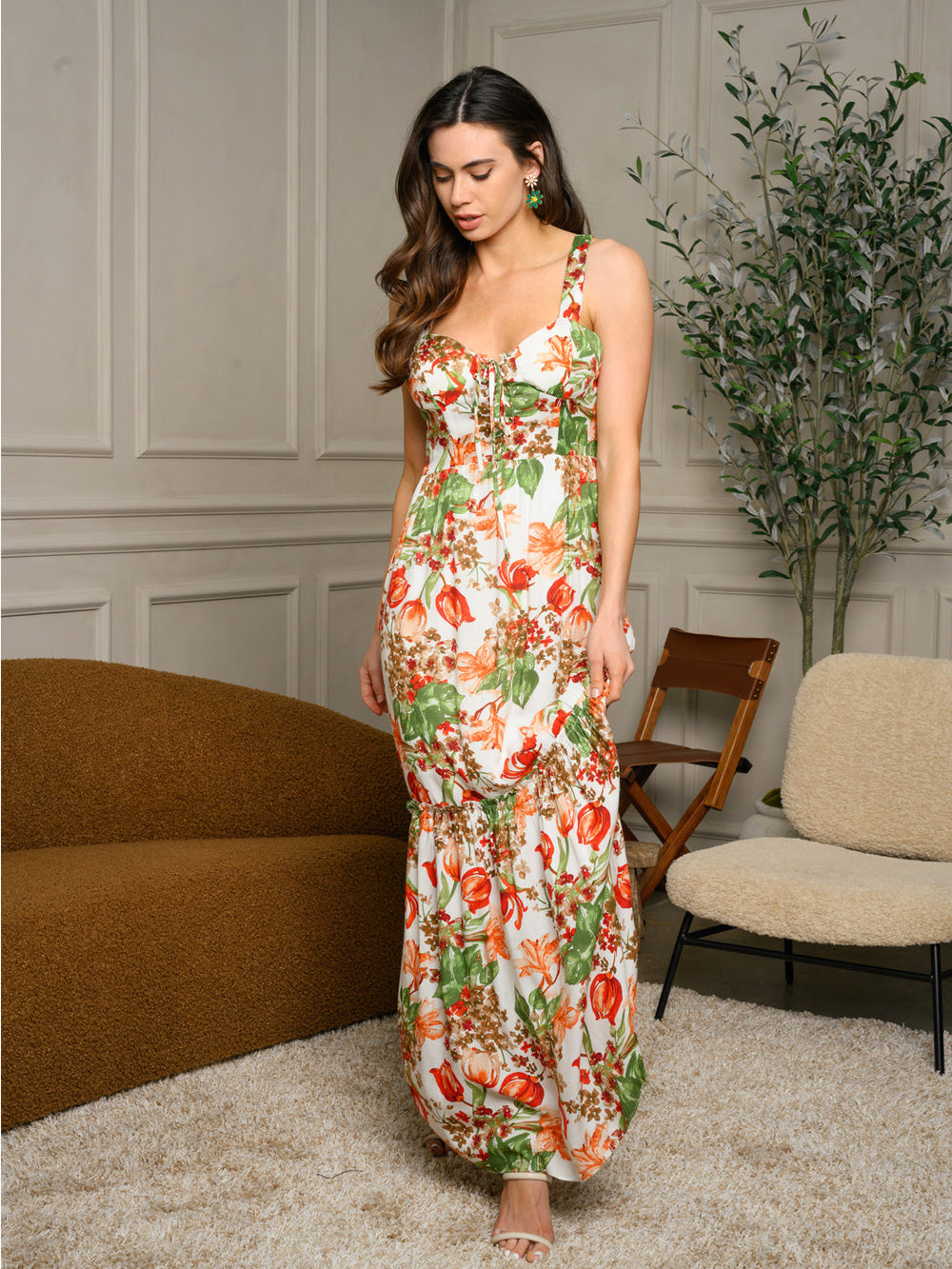 Copy of WOMEN'S SLEEVELESS V-NECK FLORAL MAXI DRESS