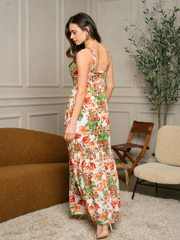 Copy of WOMEN'S SLEEVELESS V-NECK FLORAL MAXI DRESS