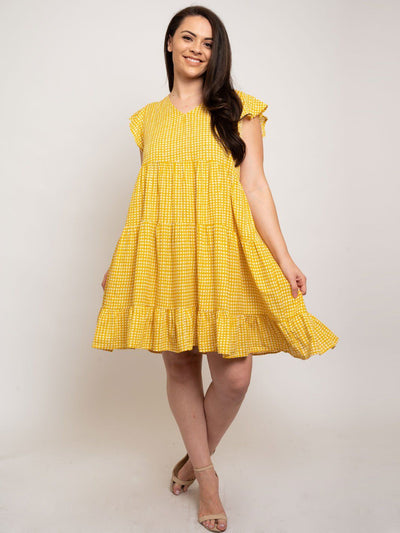 PLUS SIZE POLKA DOTS RUFFLE TUNIC DRESS