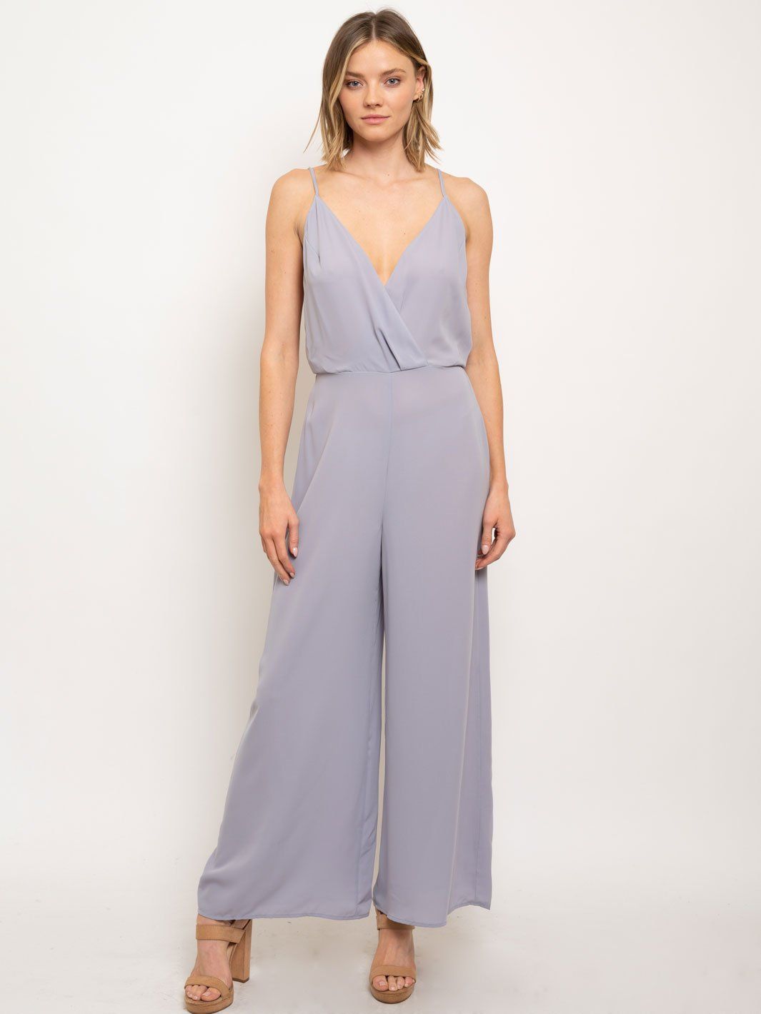 WOMEN'S OPEN BACK V-NECK JUMPSUIT