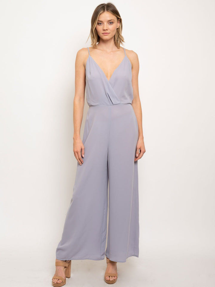 WOMEN'S OPEN BACK V-NECK JUMPSUIT