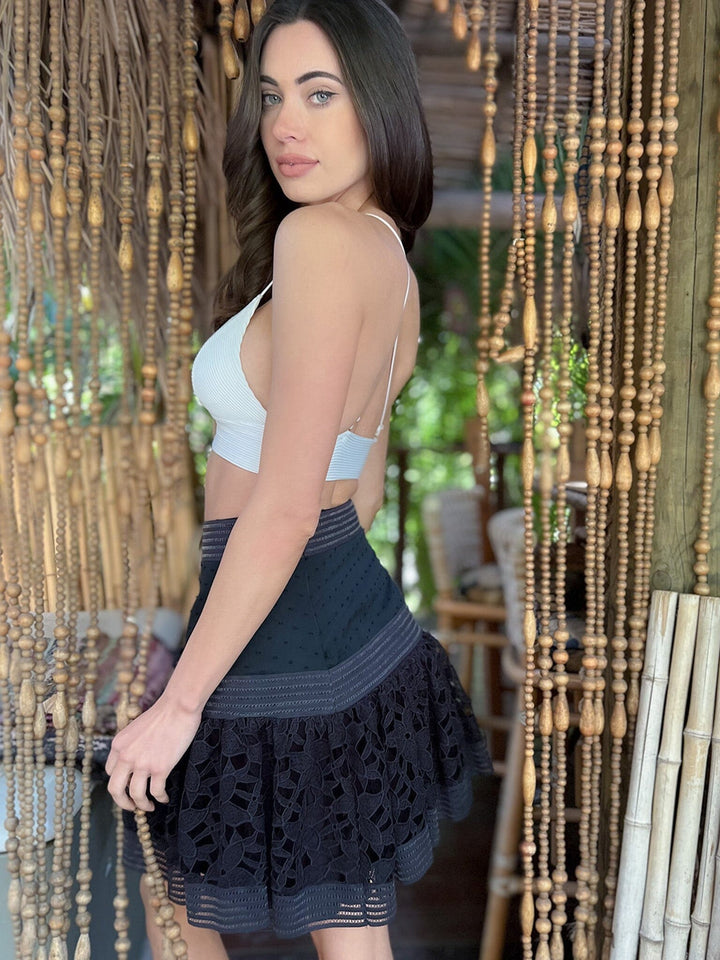 WOMEN'S LACE RUFFLE MINI SKIRT