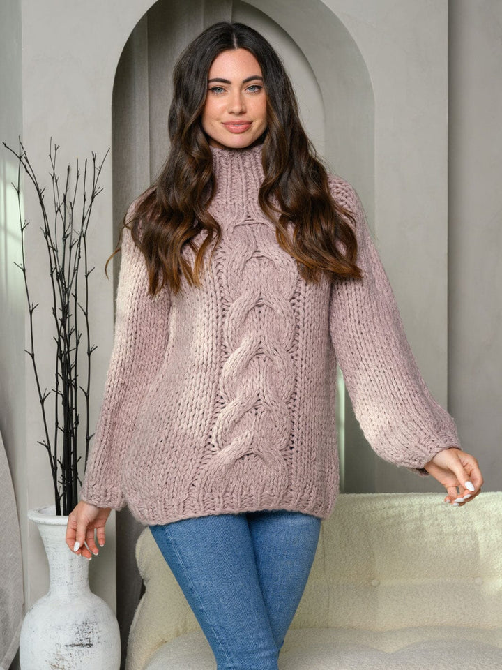 WOMEN'S LONG SLEEVE KNIT MOCK NECK SWEATER