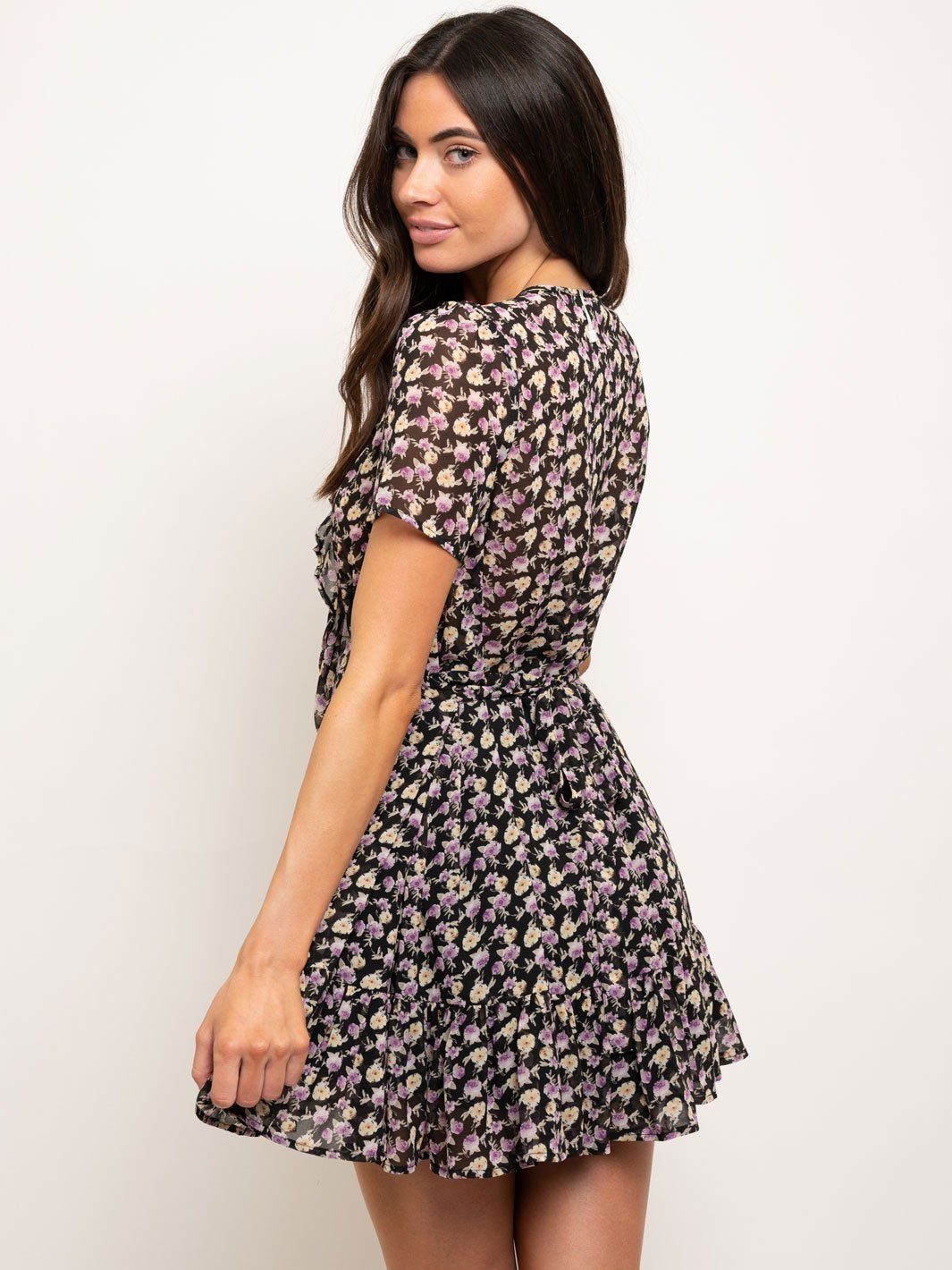 WOMEN'S FLORAL BABYDOLL RUFFLE MINI DRESS