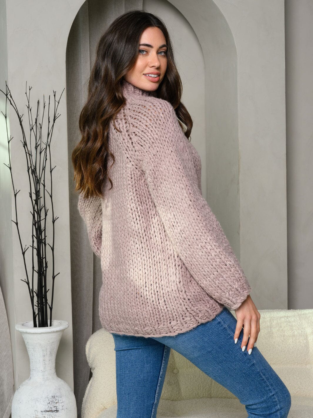 WOMEN'S LONG SLEEVE KNIT MOCK NECK SWEATER
