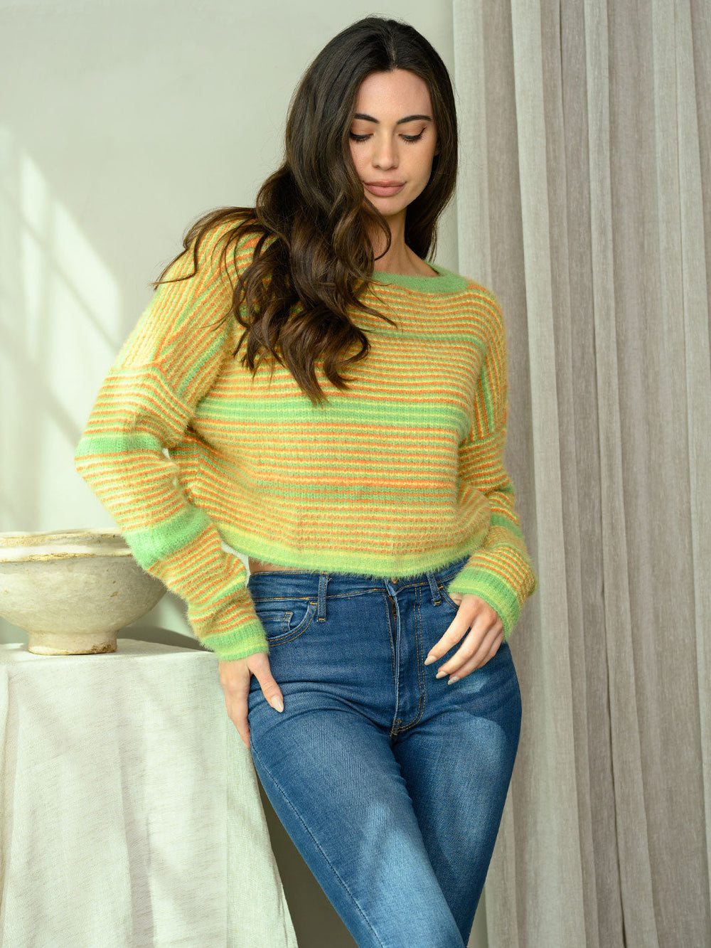 WOMEN'S LONG SLEEVE MULTI SWEATER