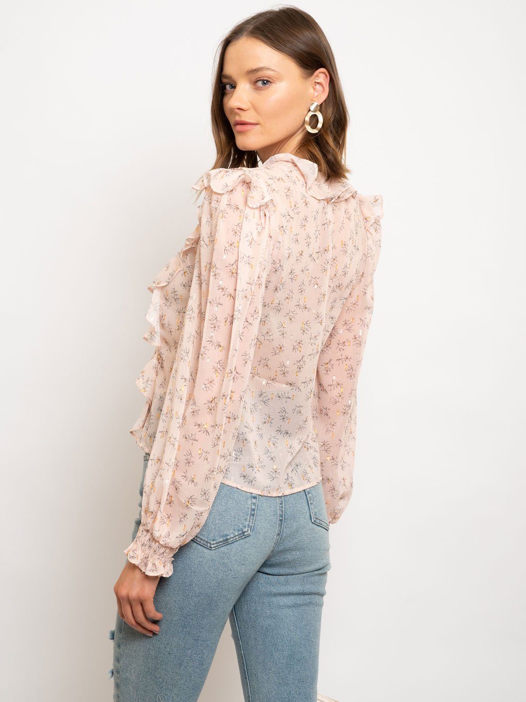 WOMEN'S SURPLUS CHIFFON PRINTED TOP