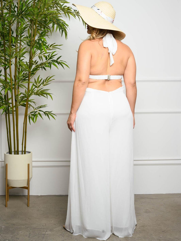 PLUS SIZE OPEN BACK JUMPSUIT