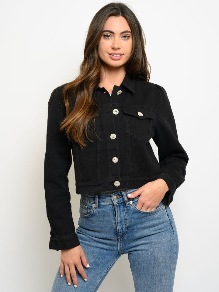 WOMEN'S JEWEL BUTTON DENIM JACKET
