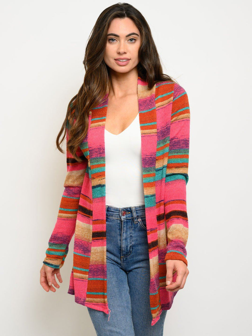 WOMEN'S MULTI COLOR LONG SLEEVE CARDIGAN