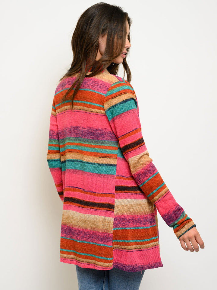 WOMEN'S MULTI COLOR LONG SLEEVE CARDIGAN