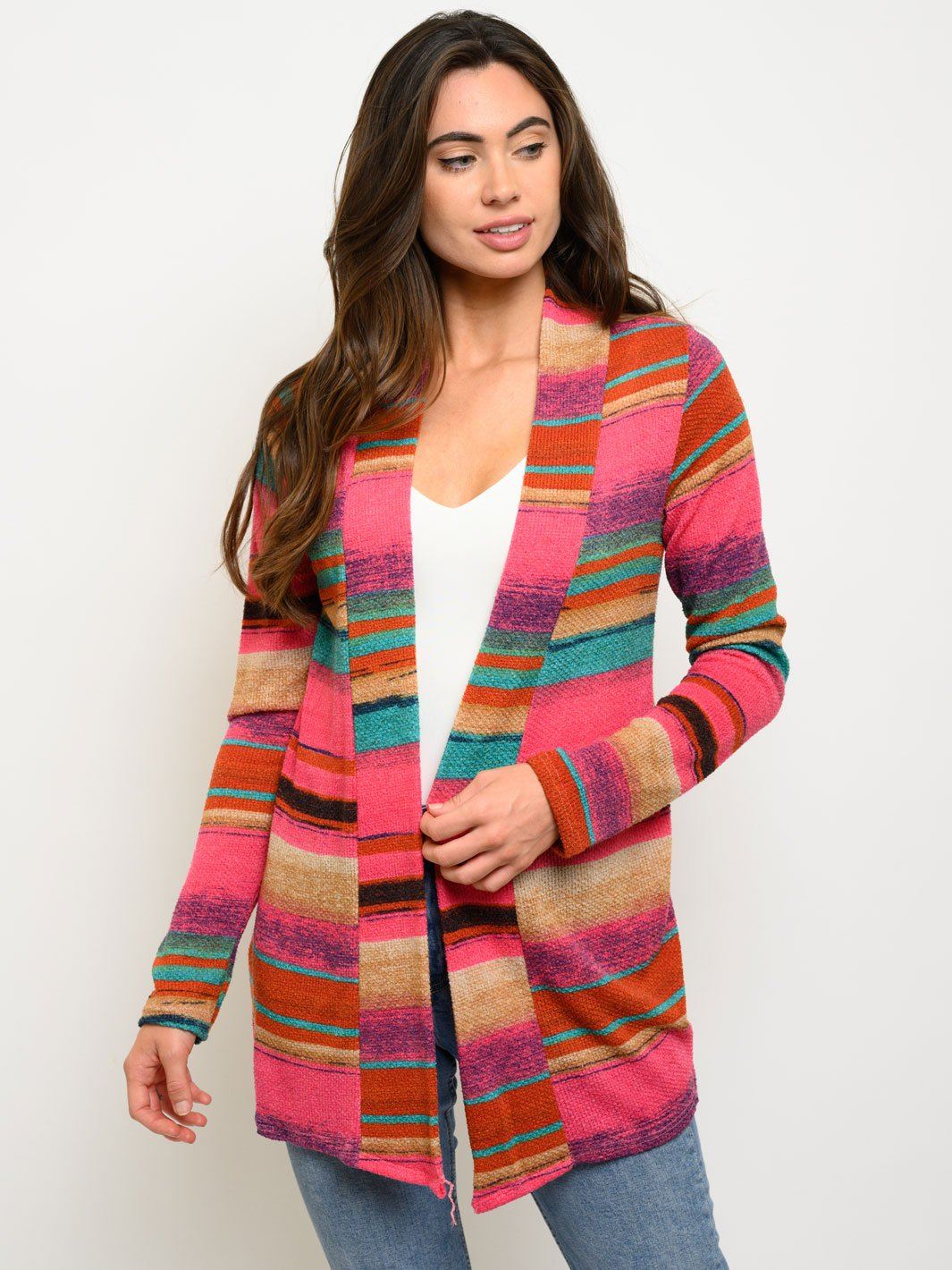 WOMEN'S MULTI COLOR LONG SLEEVE CARDIGAN