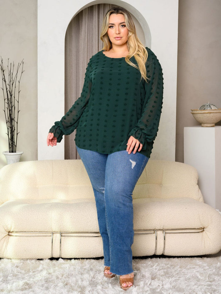 PLUS SIZE LONG SLEEVE DETAILED LOOSE FIT TOP