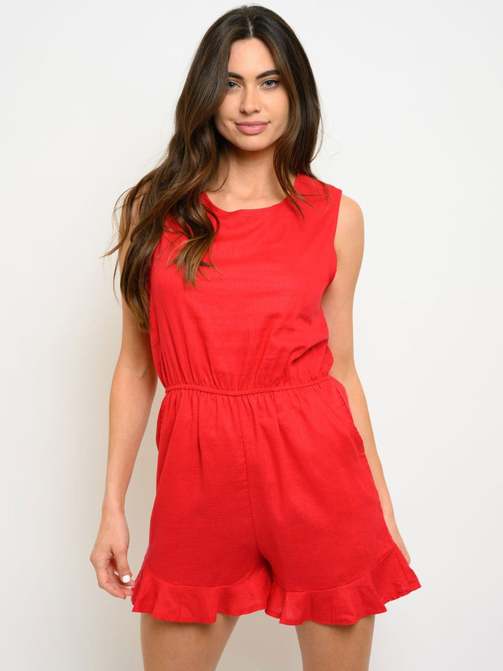 WOMEN'S SLEEVELESS RUFFLE ROMPER