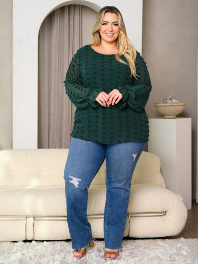 PLUS SIZE LONG SLEEVE DETAILED LOOSE FIT TOP