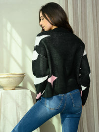 WOMEN'S LONG SLEEVE MULTI PRINT SWEATER