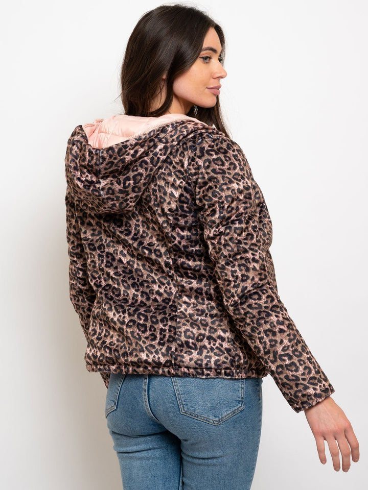 WOMEN'S SHORT HOODED QUILTED REVERSIBLE JACKET