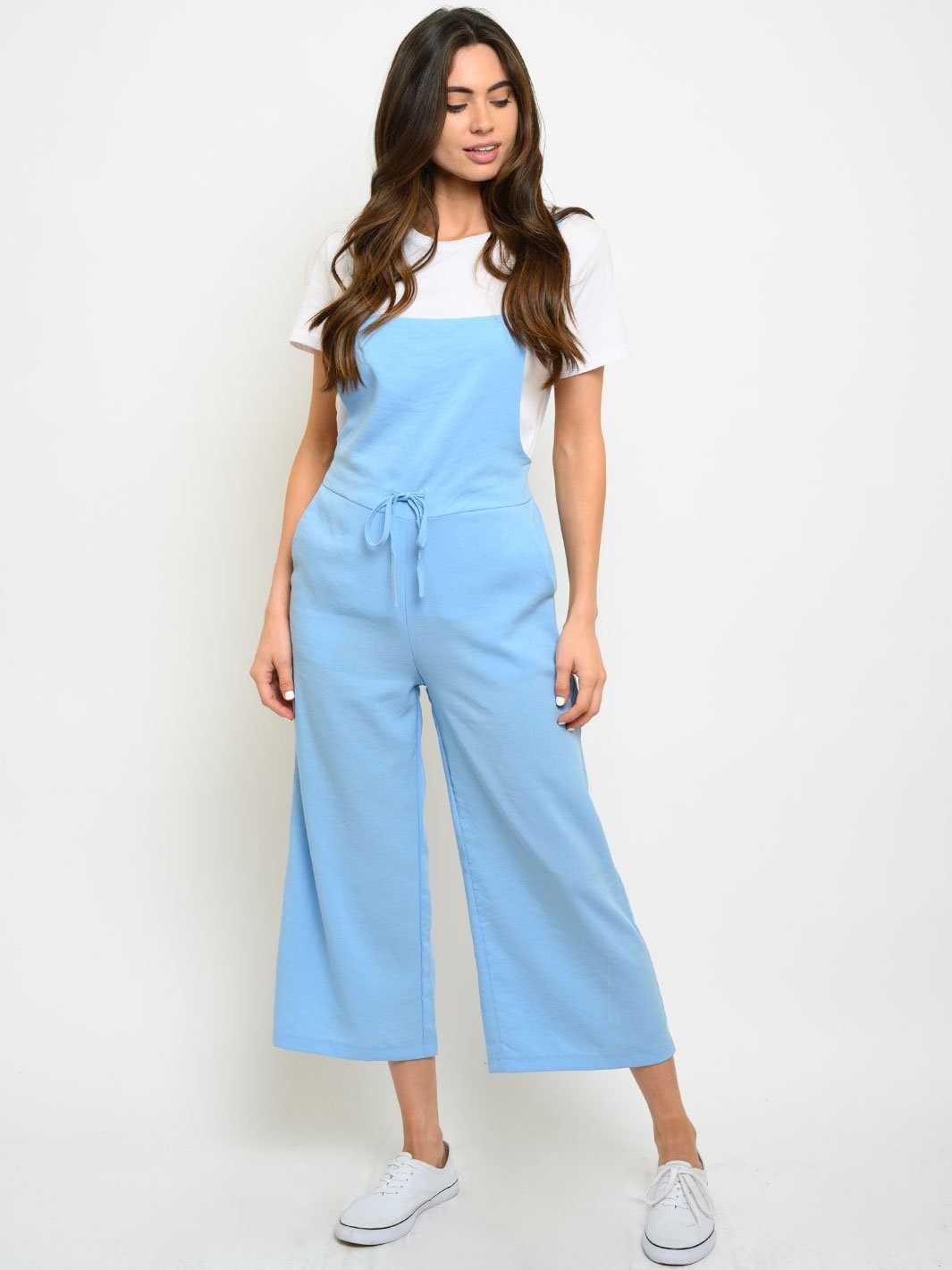 WOMEN'S SLEEVELESS WITH POCKETS CROP JUMPSUIT