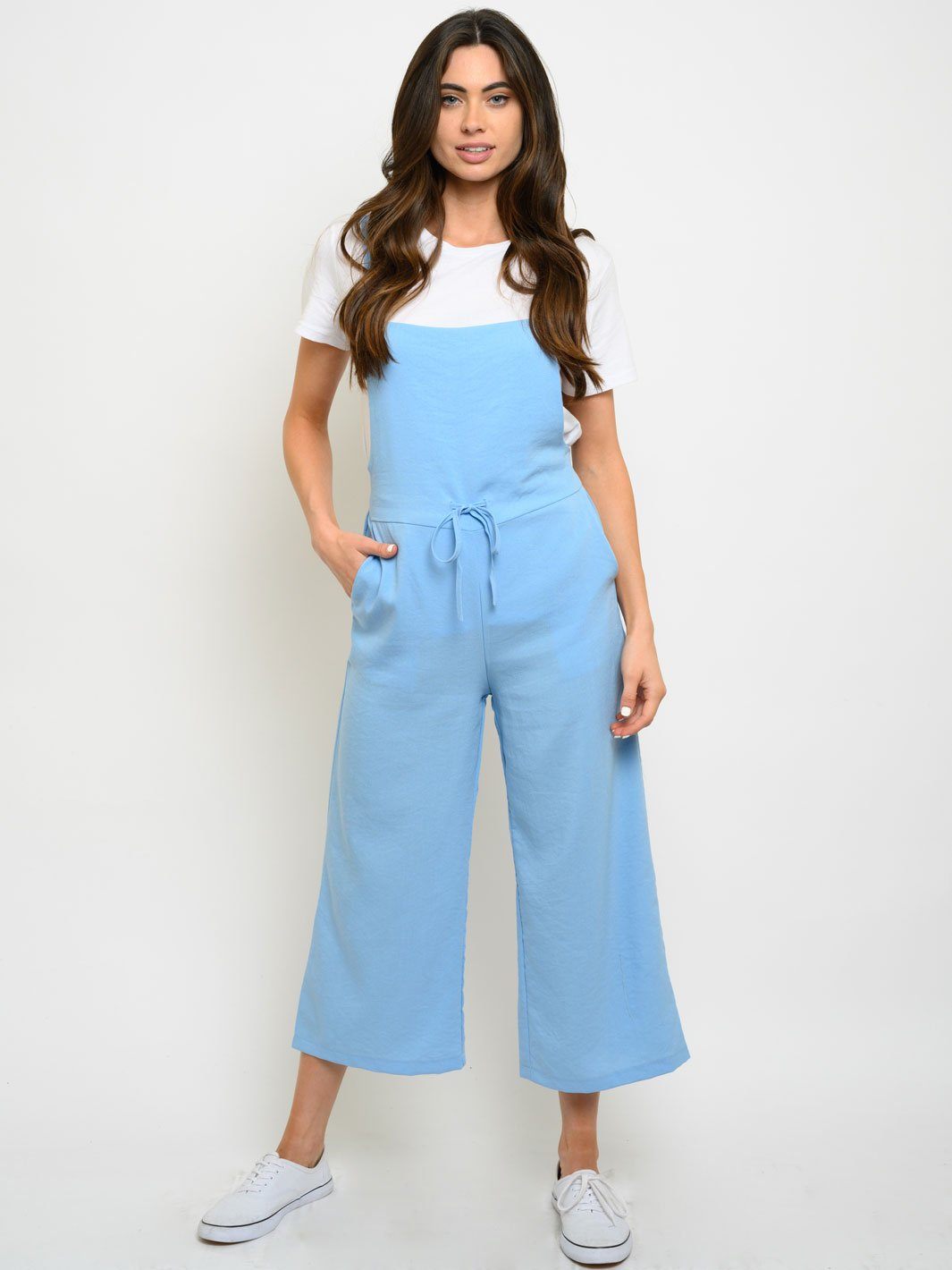 WOMEN'S SLEEVELESS WITH POCKETS CROP JUMPSUIT