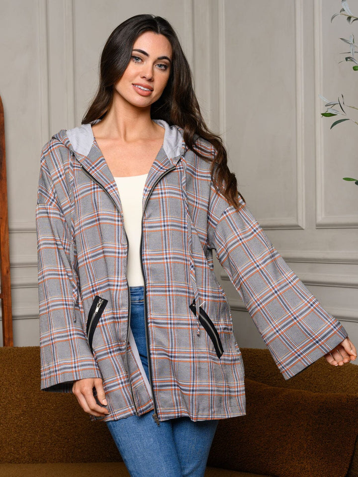 WOMEN'S LONG SLEEVE ZIP UP HOODIE STRIPES JACKET