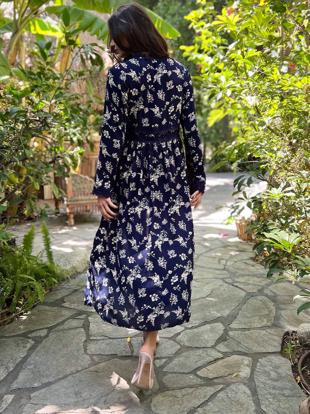 WOMEN'S LONG BELL SLEEVE FLORAL ROBE KIMONO