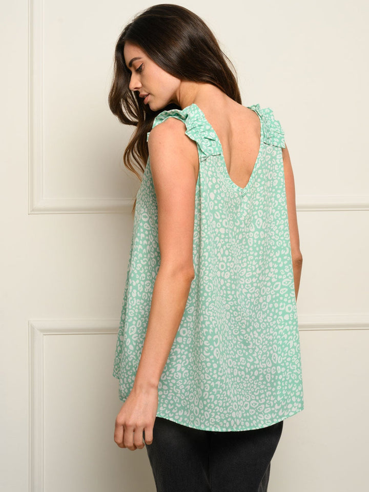 WOMEN'S V-NECK SLEVELESS ANIMAL PRINT TANK TOP