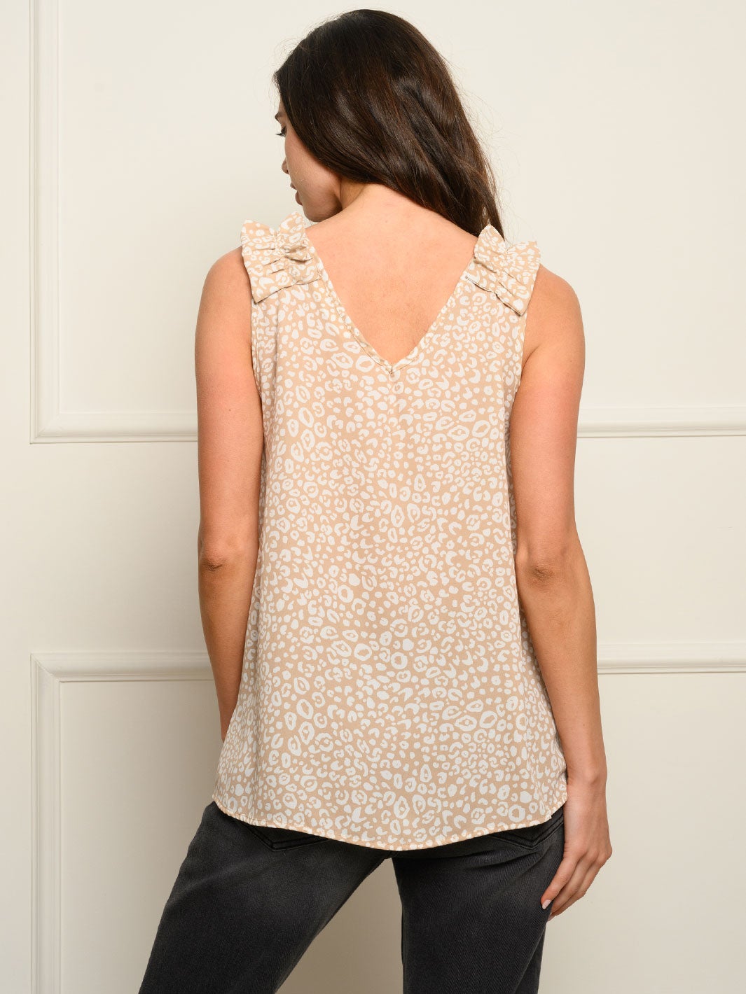 WOMEN'S V-NECK SLEVELESS ANIMAL PRINT TANK TOP