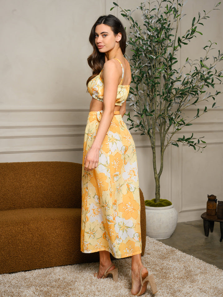 WOMEN'S FLORAL MAXI SKIRT AND CROP TOP 2PC. SET