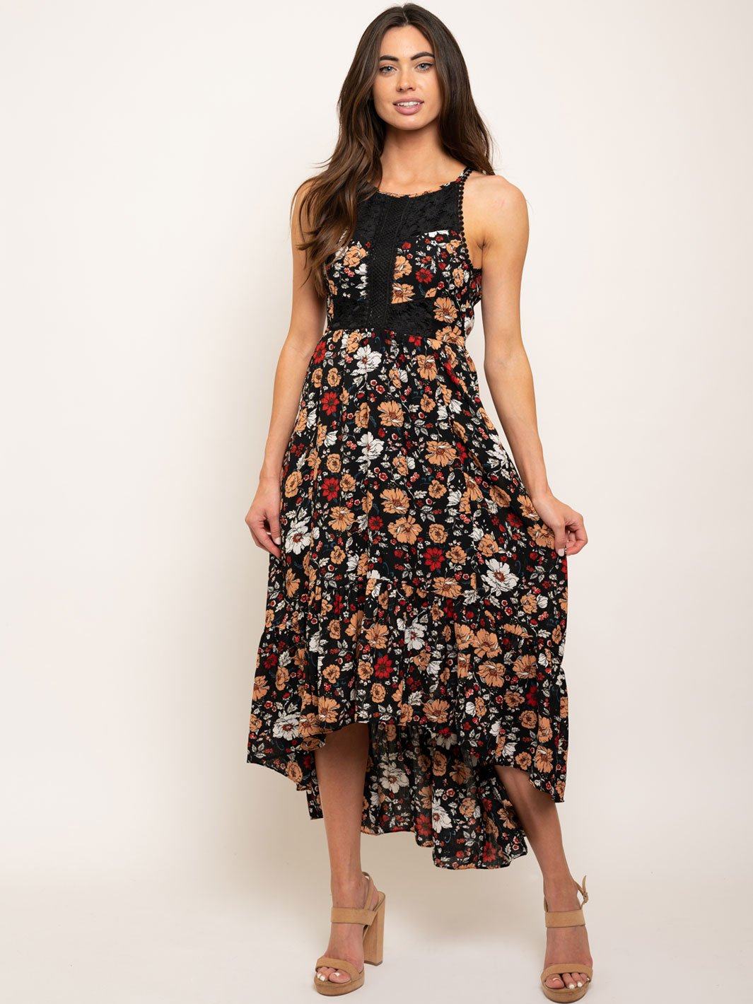 WOMEN'S OPEN BACK FLORAL DRESS