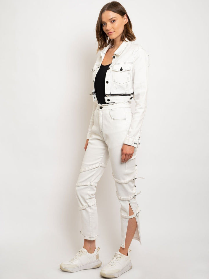 WOMEN'S DENIM CROP ZIPPER BOTTOM 2PC. SET