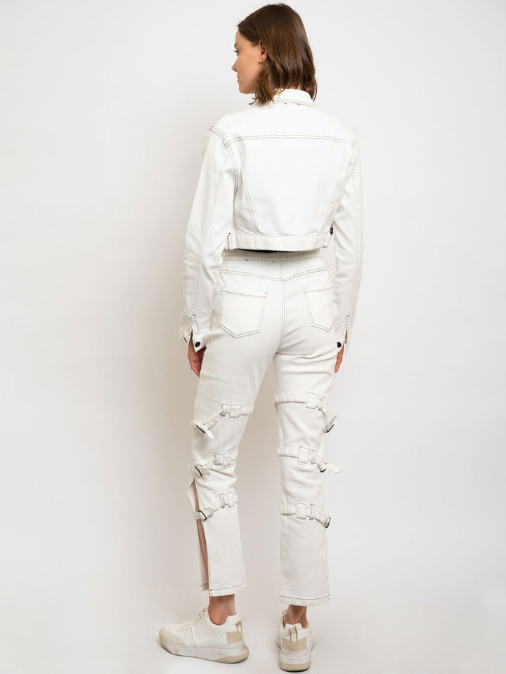 WOMEN'S DENIM CROP ZIPPER BOTTOM 2PC. SET