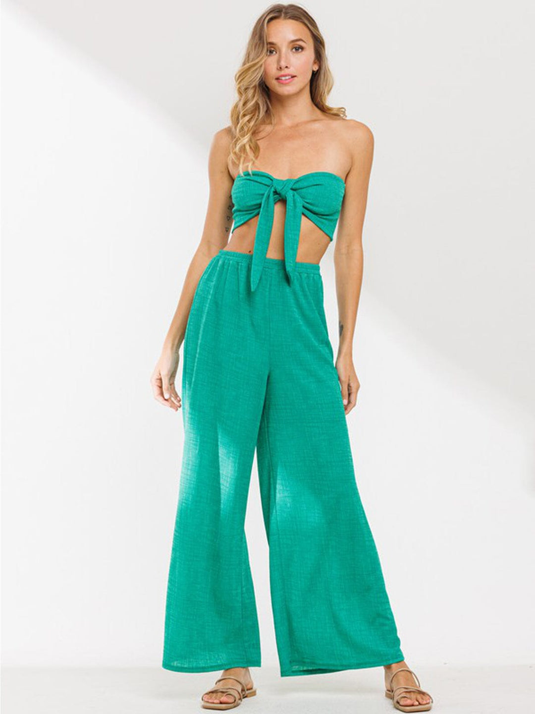 WOMEN'S TUBE TOP & BELL BOTTOMS PANTS SET