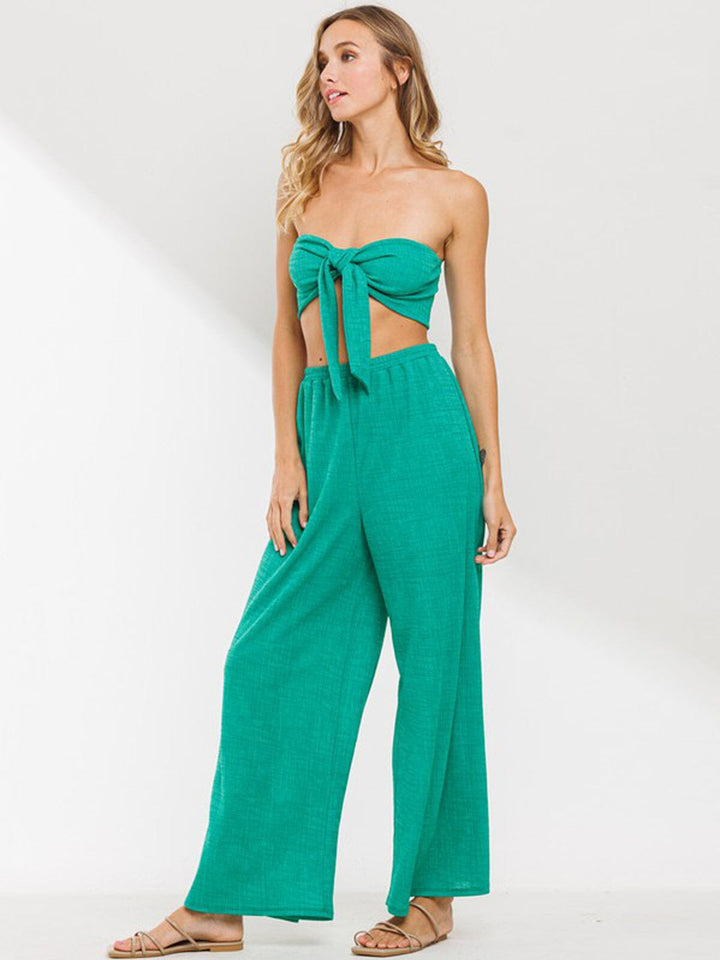 WOMEN'S TUBE TOP & BELL BOTTOMS PANTS SET